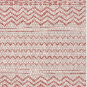 HomeRoots 8' Beige and Red Chevron Area Rug – Stylish Indoor/Outdoor Decor for Modern Living Spaces and Patios 8' x 10' 396228