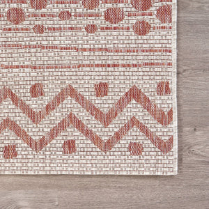 HomeRoots 8' Beige and Red Chevron Area Rug – Stylish Indoor/Outdoor Decor for Modern Living Spaces and Patios 8' x 10' 396228