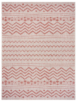 HomeRoots 8' Beige and Red Chevron Area Rug – Stylish Indoor/Outdoor Decor for Modern Living Spaces and Patios 8' x 10' 396228