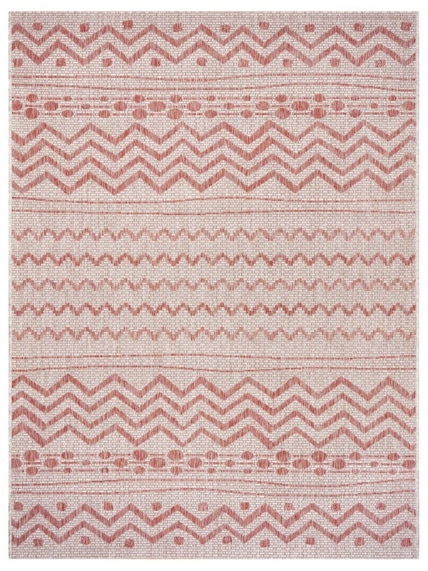 HomeRoots 8' Beige and Red Chevron Area Rug – Stylish Indoor/Outdoor Decor for Modern Living Spaces and Patios 8' x 10' 396228