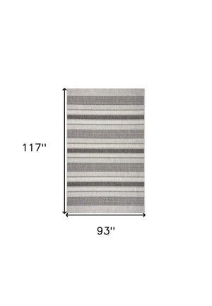 Homeroots 8' X 10' Gray And Black Indoor Outdoor Area Rug  Polypropylene 396232