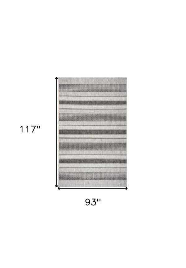 Homeroots 8' X 10' Gray And Black Indoor Outdoor Area Rug  Polypropylene 396232