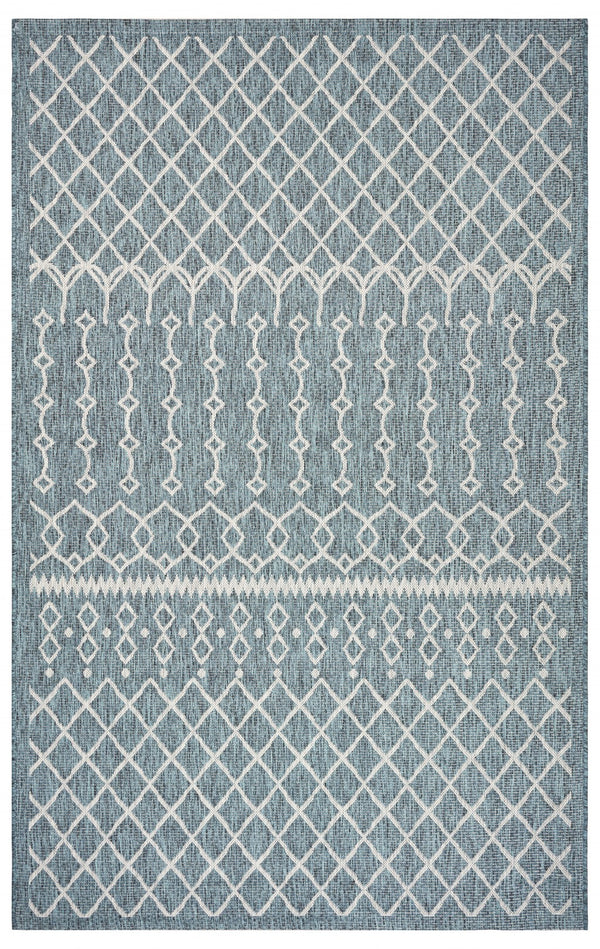Homeroots 5' X 8' Blue And Gray Indoor Outdoor Area Rug  Polypropylene 396235