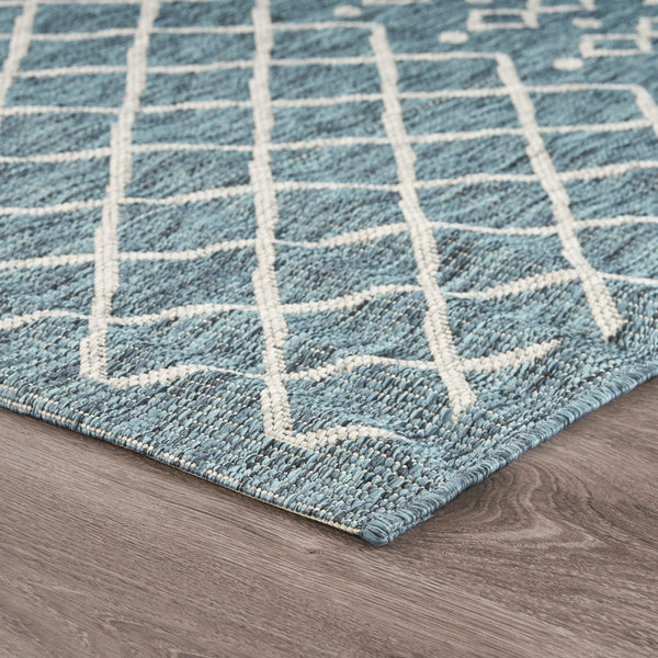 Homeroots 5' X 8' Blue And Gray Indoor Outdoor Area Rug  Polypropylene 396235
