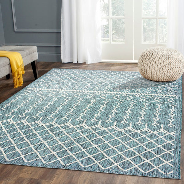 Homeroots 5' X 8' Blue And Gray Indoor Outdoor Area Rug  Polypropylene 396235