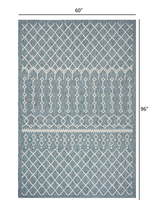 Homeroots 5' X 8' Blue And Gray Indoor Outdoor Area Rug  Polypropylene 396235