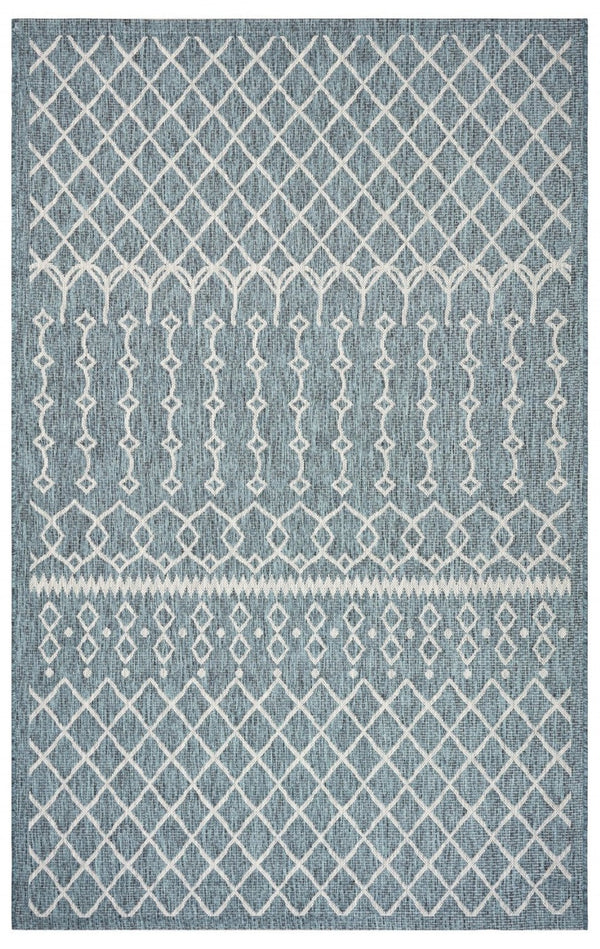 HomeRoots 8' Contemporary Blue and Gray Indoor/Outdoor Area Rug for Versatile Spaces - Durable & Stylish 8' x 10' 396237