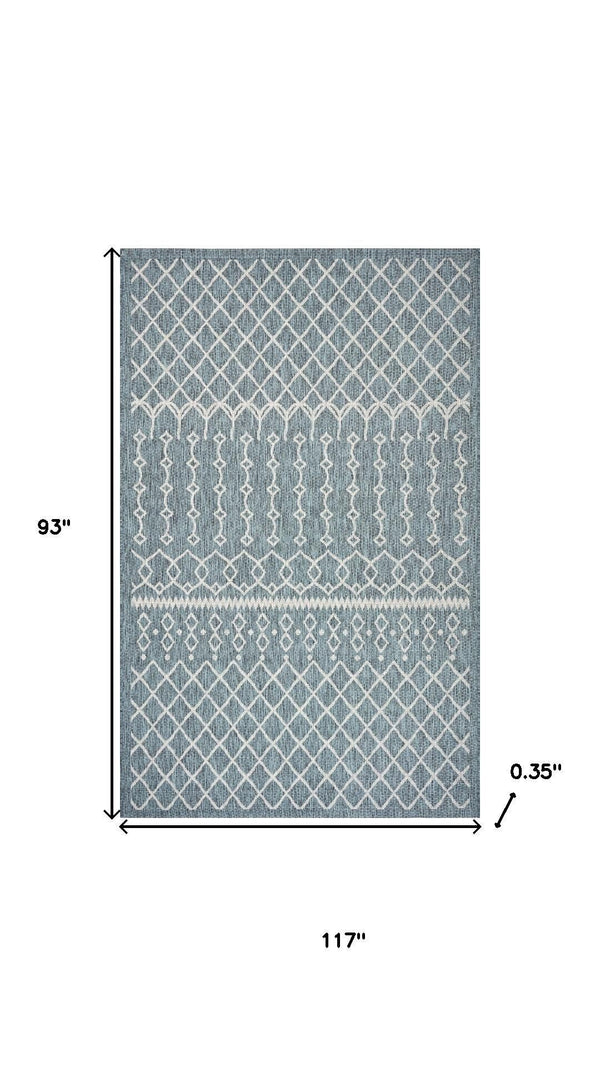 HomeRoots 8' Contemporary Blue and Gray Indoor/Outdoor Area Rug for Versatile Spaces - Durable & Stylish 8' x 10' 396237