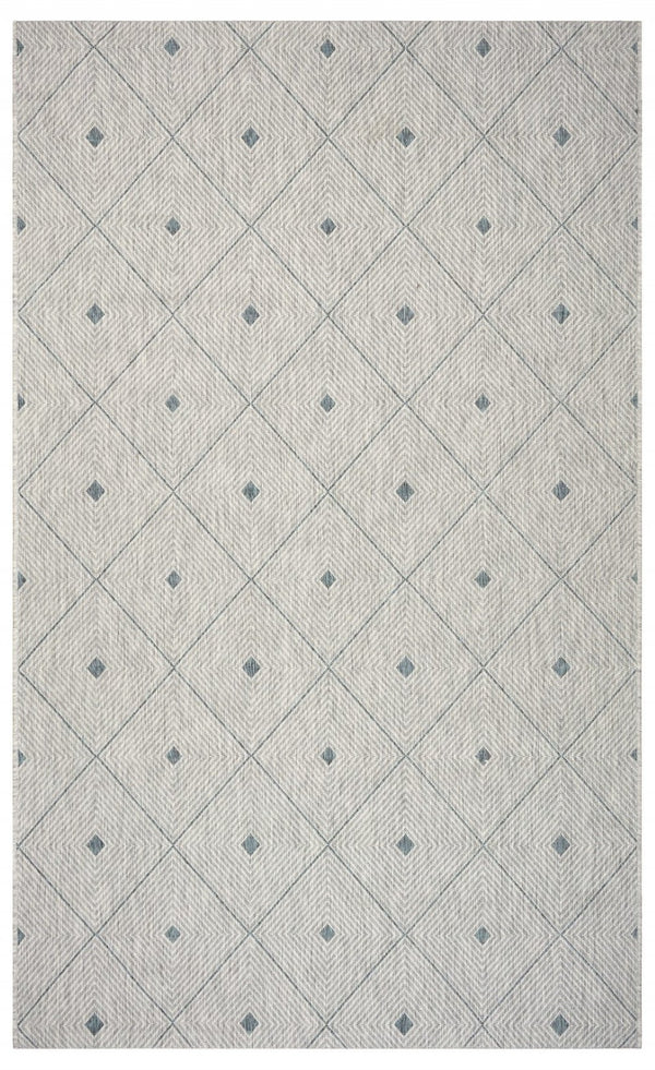 HomeRoots 8' Versatile Blue and Gray Indoor Outdoor Area Rug for Stylish Spaces, Easy Care, and Durability 8' x 10' 396240