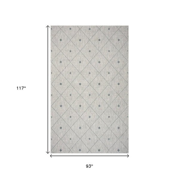 HomeRoots 8' Versatile Blue and Gray Indoor Outdoor Area Rug for Stylish Spaces, Easy Care, and Durability 8' x 10' 396240