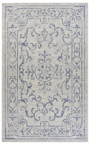 HomeRoots 8' Blue and Gray Indoor Outdoor Area Rug – Stylish, Durable, and Easy to Clean for Any Space 8' x 10' 396243