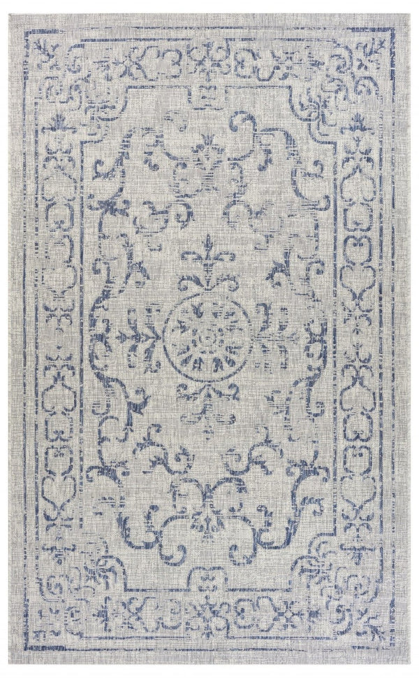 HomeRoots 8' Blue and Gray Indoor Outdoor Area Rug – Stylish, Durable, and Easy to Clean for Any Space 8' x 10' 396243