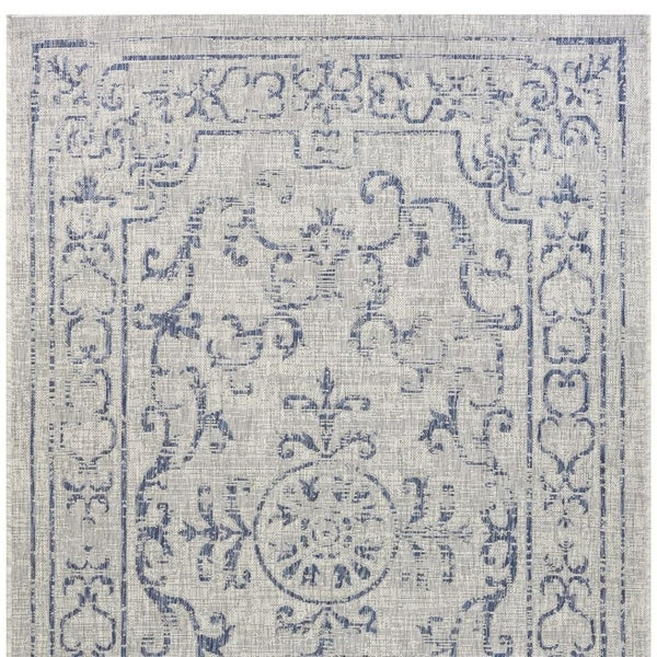 HomeRoots 8' Blue and Gray Indoor Outdoor Area Rug – Stylish, Durable, and Easy to Clean for Any Space 8' x 10' 396243