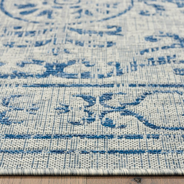 HomeRoots 8' Blue and Gray Indoor Outdoor Area Rug – Stylish, Durable, and Easy to Clean for Any Space 8' x 10' 396243