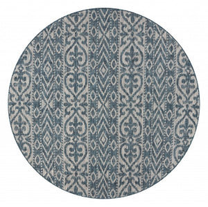HomeRoots 8' Blue and Gray Indoor Outdoor Area Rug – Stylish, Durable, and Easy to Clean for Any Space 8' Round 396245