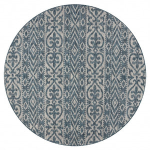 HomeRoots 8' Blue and Gray Indoor Outdoor Area Rug – Stylish, Durable, and Easy to Clean for Any Space 8' Round 396245