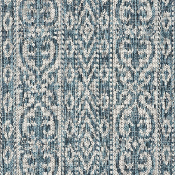 HomeRoots 8' Blue and Gray Indoor Outdoor Area Rug – Stylish, Durable, and Easy to Clean for Any Space 8' Round 396245