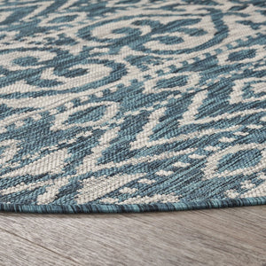 HomeRoots 8' Blue and Gray Indoor Outdoor Area Rug – Stylish, Durable, and Easy to Clean for Any Space 8' Round 396245