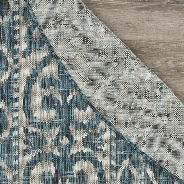 HomeRoots 8' Blue and Gray Indoor Outdoor Area Rug – Stylish, Durable, and Easy to Clean for Any Space 8' Round 396245