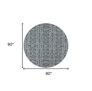 HomeRoots 8' Blue and Gray Indoor Outdoor Area Rug – Stylish, Durable, and Easy to Clean for Any Space 8' Round 396245