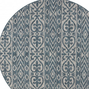 HomeRoots 8' Blue and Gray Indoor Outdoor Area Rug – Stylish, Durable, and Easy to Clean for Any Space 8' Round 396245