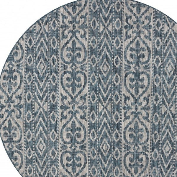 HomeRoots 8' Blue and Gray Indoor Outdoor Area Rug – Stylish, Durable, and Easy to Clean for Any Space 8' Round 396245