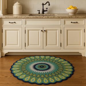 HomeRoots 5' Green Wool Hand-Tufted Rug - Timeless Elegance for Any Space, Durable, Soft, and Artisan Crafted 5' Round 396247