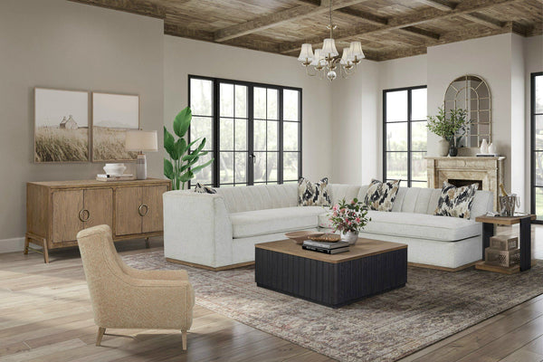 English Elm Channel Sofa Off White Upholstered — Plush Dacron-Wrapped Cushion, 1.8 Density Foam, Durable Design B2699P238665