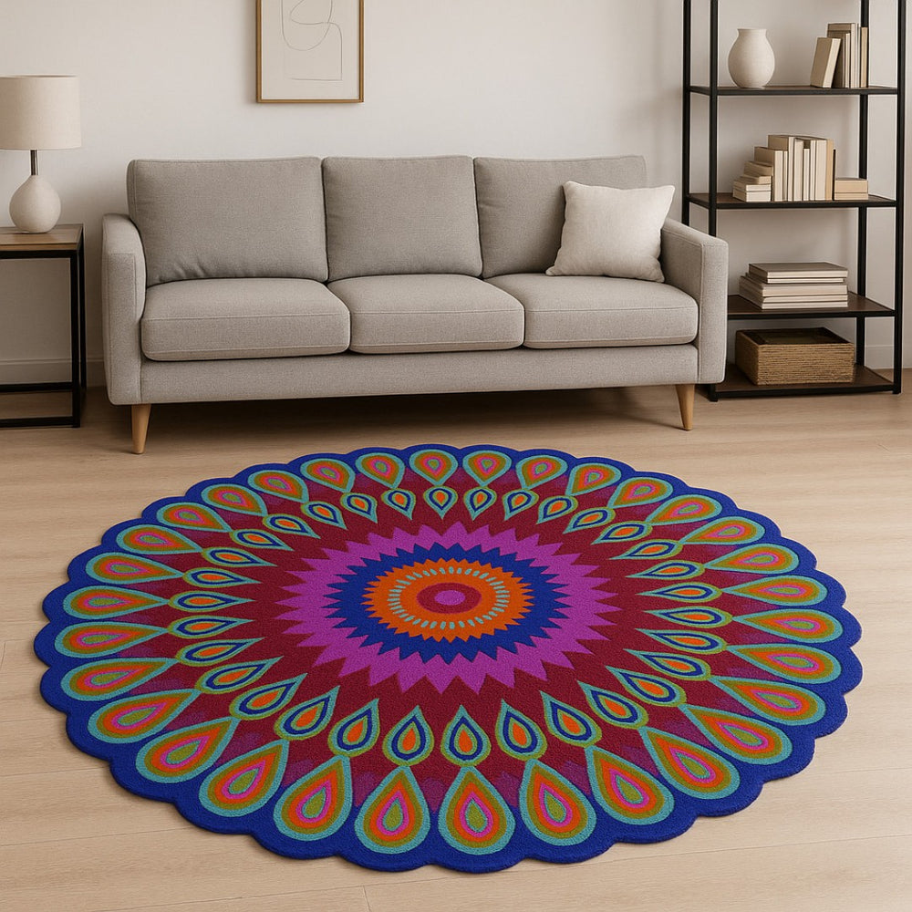 HomeRoots 8' Pink Wool Hand-Tufted Rug – Artisan Crafted for Cozy Elegance in Modern Living Spaces 8' Round 396252