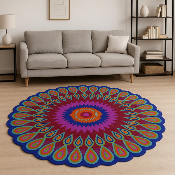 HomeRoots 8' Pink Wool Hand-Tufted Rug – Artisan Crafted for Cozy Elegance in Modern Living Spaces 8' Round 396252