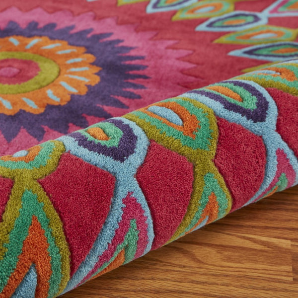 HomeRoots 8' Pink Wool Hand-Tufted Rug – Artisan Crafted for Cozy Elegance in Modern Living Spaces 8' Round 396252