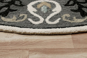 HomeRoots 5' Gray Wool Area Rug – Handmade, Cozy, and Durable Design for Any Room's Artful Touch 5' Round 396261