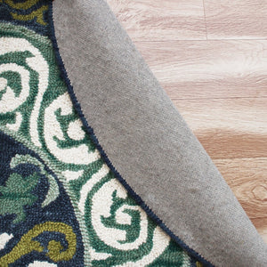 HomeRoots 7' Ornate Medallion Area Rug in Calming Blue and Green Tones for Elegant Home Décor and Style 7' Round 396264