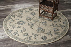 HomeRoots 5' Green Wool Hand-Tufted Rug - Timeless Elegance for Any Space, Durable, Soft, and Artisan Crafted 5' Round Round 396273