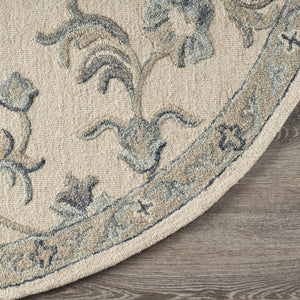 Homeroots 5' Light Blue Round Wool Hand Tufted Area Rug  Wool 396273
