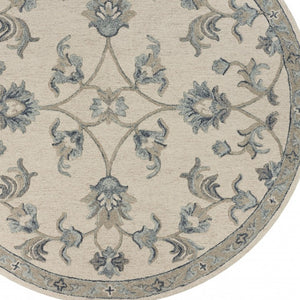 Homeroots 5' Light Blue Round Wool Hand Tufted Area Rug  Wool 396273