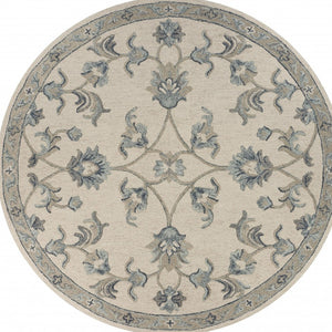 Homeroots 5' Light Blue Round Wool Hand Tufted Area Rug  Wool 396273