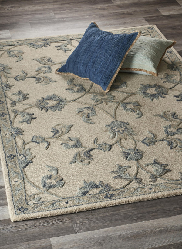 HomeRoots 7' Light Blue Wool Hand-Tufted Area Rug – Plush, Durable, Elegant Design for Timeless Style in Any Room 7' X 9' Rectangle 396275