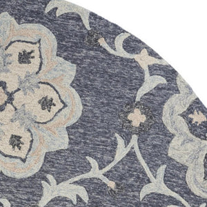 HomeRoots 7' Light Blue Wool Hand-Tufted Area Rug – Plush, Durable, Elegant Design for Timeless Style in Any Room 5' Round Round 396277