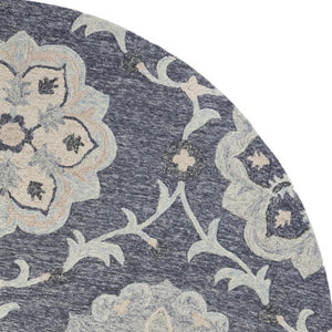 HomeRoots 7' Light Blue Wool Hand-Tufted Area Rug – Plush, Durable, Elegant Design for Timeless Style in Any Room 5' Round Round 396277