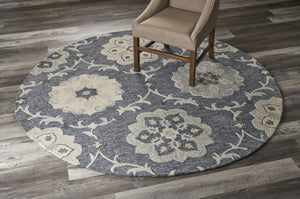 HomeRoots 7' Light Blue Wool Hand-Tufted Area Rug – Plush, Durable, Elegant Design for Timeless Style in Any Room 5' Round Round 396277