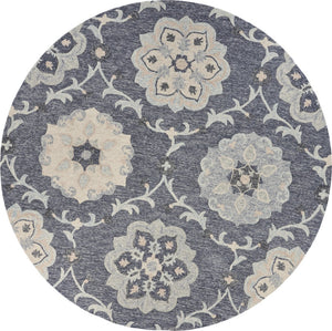 HomeRoots 7' Light Blue Wool Hand-Tufted Area Rug – Plush, Durable, Elegant Design for Timeless Style in Any Room 5' Round Round 396277