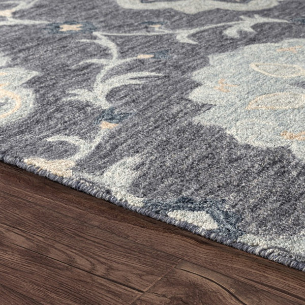 5x7 Artisan Hand Tufted Wool Area Rug in Blue Gray for Living Room Decor