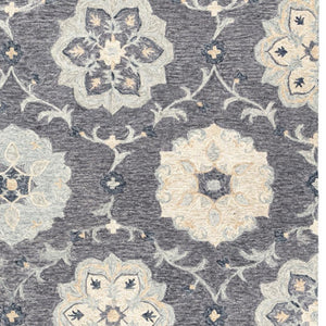 HomeRoots 7' Elegant Blue and Gray Wool Area Rug – Hand-Tufted for Comfort and Timeless Style in Any Home 7' X 9' Rectangle 396279