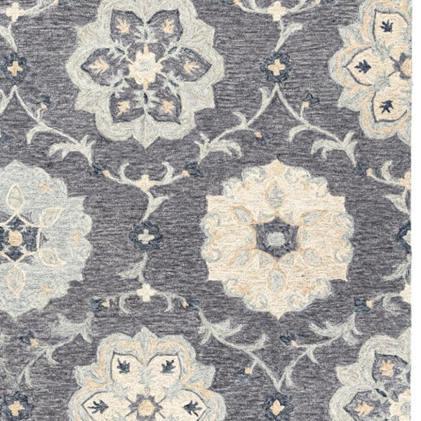HomeRoots 7' Elegant Blue and Gray Wool Area Rug – Hand-Tufted for Comfort and Timeless Style in Any Home 7' X 9' Rectangle 396279