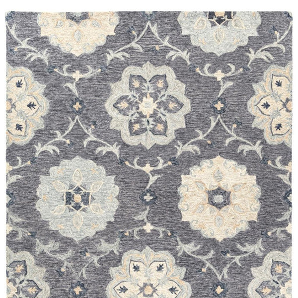 HomeRoots 7' Elegant Blue and Gray Wool Area Rug – Hand-Tufted for Comfort and Timeless Style in Any Home 7' X 9' Rectangle 396279