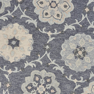 HomeRoots 7' Elegant Blue and Gray Wool Area Rug – Hand-Tufted for Comfort and Timeless Style in Any Home 7' Round Round 396280