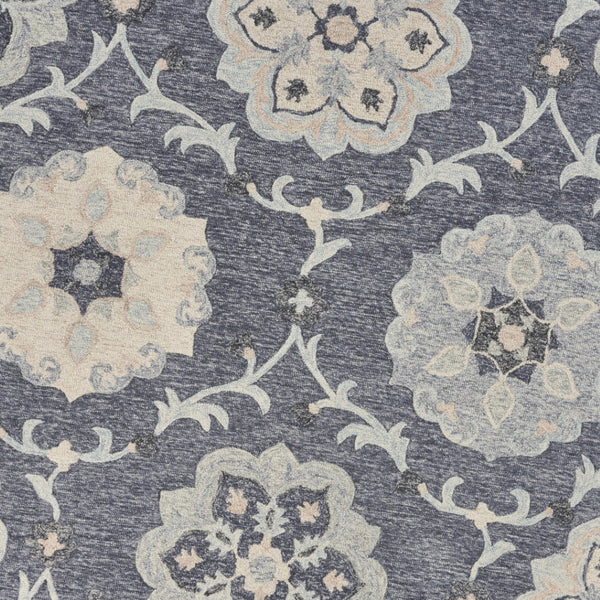 HomeRoots 7' Elegant Blue and Gray Wool Area Rug – Hand-Tufted for Comfort and Timeless Style in Any Home 7' Round Round 396280