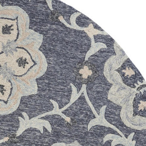 HomeRoots 7' Elegant Blue and Gray Wool Area Rug – Hand-Tufted for Comfort and Timeless Style in Any Home 7' Round Round 396280