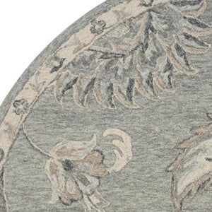 HomeRoots 7' Elegant Blue and Gray Wool Area Rug – Hand-Tufted for Comfort and Timeless Style in Any Home 5' Round Round 396281
